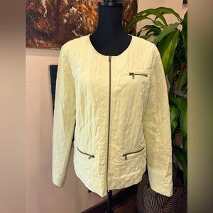 EUC Vintage Evelyn & Arthur cotton zip up jacket lime color Sz L